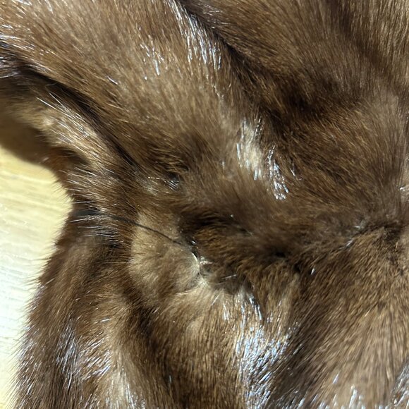 Womens Georgeou Westchester Dark Brown Mink Round Collar Vintage Long Coat M - Picture 14 of 16